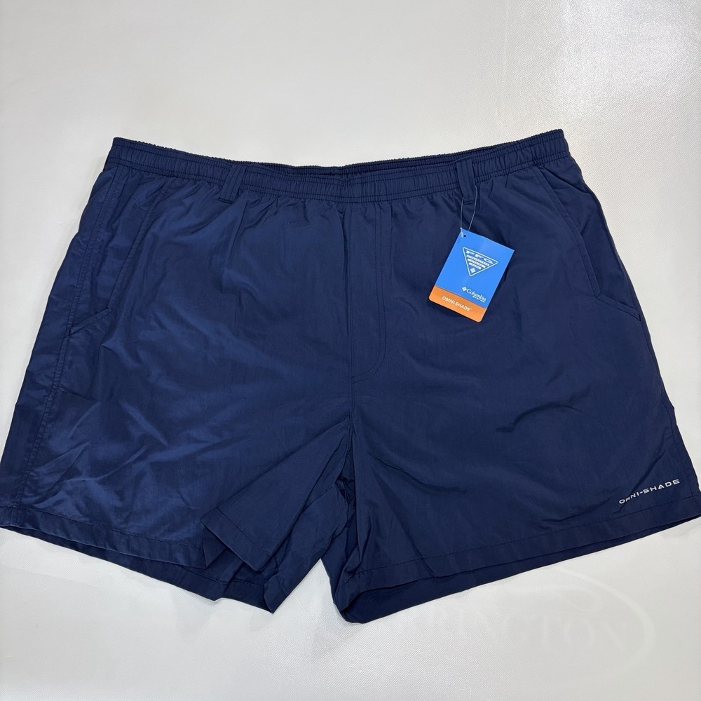 Columbia PFG Omni-Shade Fishing Shorts Mens XXL 6L Blue Nylon Mesh Lined NWT